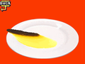 The custard being squished