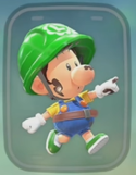 Baby Luigi's additional outfits in Mario Kart World