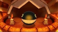 The Chain Chomp making his entrance in the boss minigame “Chain Chomp's Lava Lunge” from Mario Party: Island Tour