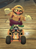 Wario performing a trick.