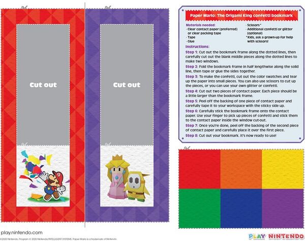 Printable Paper Mario: The Origami King-themed bookmarks
