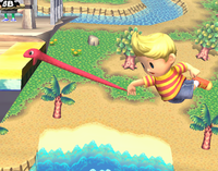 Lucas uses his Rope Snake move in Super Smash Bros. Brawl.