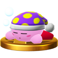 Sleep Kirby's trophy render from Super Smash Bros. for Wii U