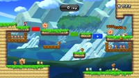 Screenshot of Mario in The Perpetual Shell, a Boost Mode Challenge Mode level in New Super Mario Bros. U.