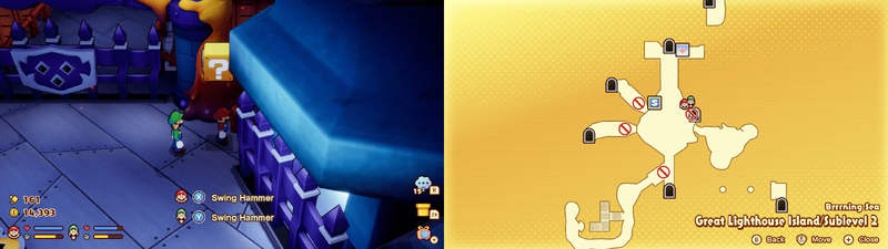 15th block in the Brrning Sea Great Lighthouse Island from Mario & Luigi: Brothership