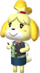 Artwork of the Isabelle from Animal Crossing: New Leaf, reused for DLC in Mario Kart 8