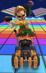 Builder Luigi performing a trick.