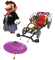 Promotional render of the Quickshaw alongside Mario (Hakama) and the Purple Oilpaper Umbrella