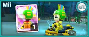 The Lemmy Mii Racing Suit from the Mii Racing Suit Shop in the 2023 Mii Tour in Mario Kart Tour