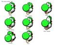Concept art showing Yoshi's facial expressions.