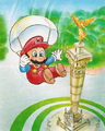 Mario parachuting over the Angel of Independence