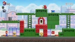 Screenshot of Mario Toy Company level 1-5 from the Nintendo Switch version of Mario vs. Donkey Kong