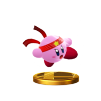 Fighter Kirby's trophy render from Super Smash Bros. for Wii U