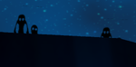 The mysterious figures seen far in the background of Shiverburn Galaxy in Super Mario Galaxy 2