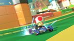 Toad, driving on the track.