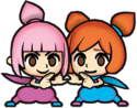 character select sprite of Kat and Ana from WarioWare: Get It Together!