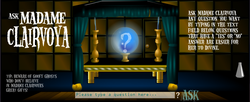 A screenshot of the "Ask Madame Clairvoya" activity from the Luigi's Mansion website