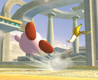 Kirby trips on a Banana Peel in Super Smash Bros. Brawl.