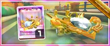 Gold Cupid's Arrow from the Spotlight Shop in the Princess Tour in Mario Kart Tour
