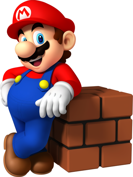 File:Mario leaning at Brick Block.png