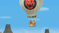 Mario and Princess Peach on a hot-air balloon.