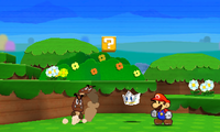 Screenshot of a Goomba Wheel in Bouquet Gardens, from Paper Mario: Sticker Star