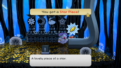 Mario getting the Star Piece behind the pipe in the room below the trap in the Great Tree in the remake of the Paper Mario: The Thousand-Year Door for the Nintendo Switch.