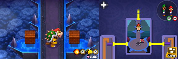 Last two blocks in Peach's Castle of Mario & Luigi: Bowser's Inside Story + Bowser Jr.'s Journey.