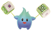Artwork of a Lumalee holding two Chance Cubes in Super Mario Galaxy 2