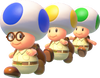 Artwork of the Toad Brigade from Captain Toad: Treasure Tracker.