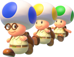 Artwork of the Toad Brigade from Captain Toad: Treasure Tracker.