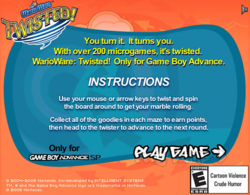 The title screen of WarioWare Twisted Marble Maze Game.