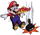 Artwork of Mario avoiding a falling mallet in Helmet from Game & Watch Gallery 2