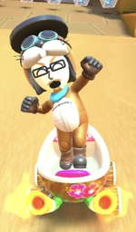 The Rocky Wrench Mii Racing Suit performing a trick.