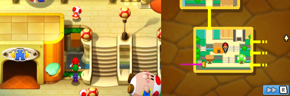 Mario and Luigi under a block holding a Mushroom Ball