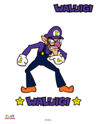 Fully-colored picture of Waluigi from a paint-by-number activity