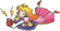 Artwork of Princess Peach playing on a Game Boy, from Game & Watch Gallery