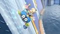 Rosalina and Peach in their Biddybuggy karts, in anti-gravity