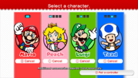 Peach in the character select screen from the demo (top) and the final game (bottom)
