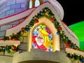Peach's Castle decorated for the winter holidays