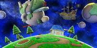 The Mario Galaxy stage in Super Smash Bros. for Wii U.