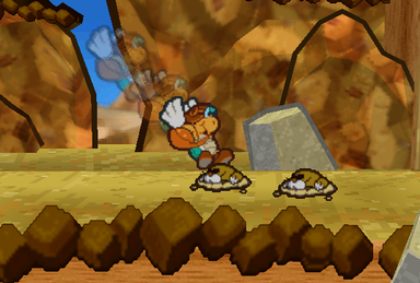 Parakarry using Sky Dive in Paper Mario