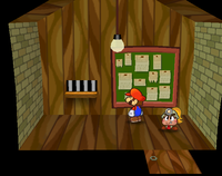 Mario and Goombella inside the Trouble Center