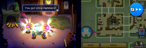 Mario and Luigi getting 2 Ultra Hammers from the Hammerhead Bros. in Beanbean Fields of Mario & Luigi: Superstar Saga + Bowser's Minions.