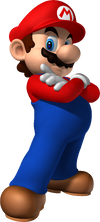Artwork of Mario for Dance Dance Revolution: Mario Mix (also used for Mario & Sonic at the Olympic Games and Mario Kart Wii)