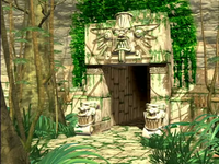 The entrance to the Inka Dinka Doo's temple in Raiders of the Lost Banana.