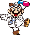 Dr. Mario holding a vitamin capsule