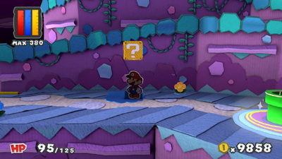Fifth ? Block in Lighthouse Island of Paper Mario: Color Splash.