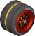 The StdWii_BlackRedYellow tires from Mario Kart Tour