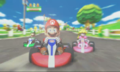 Luigi, Mario, and Peach racing on Mario Circuit